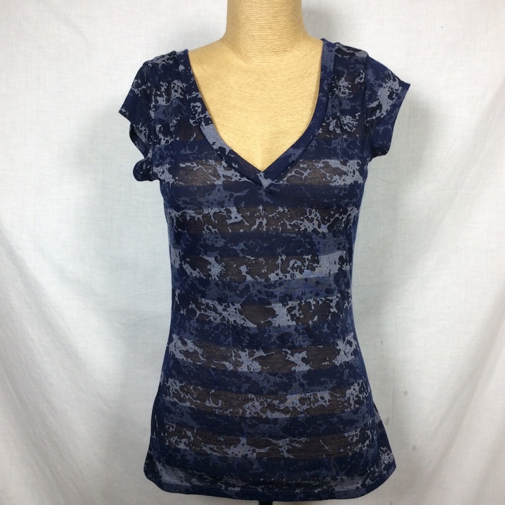 Love Love to Women’s Blue Striped V-Neck T-Shirt